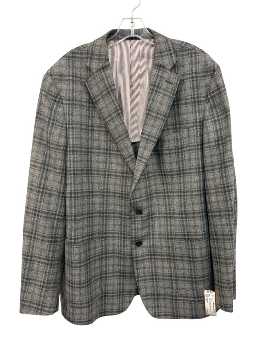 Peter Millar Gray & Brown Wool Plaid 2 Button Men's Blazer Gray & Brown / 46R