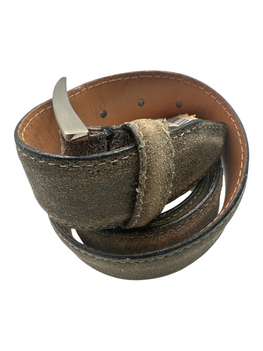 Martin Dingman Gray & Brown Suede Solid Men's Belt Gray & Brown