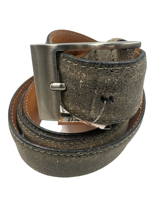 Martin Dingman Gray & Brown Suede Solid Men's Belt Gray & Brown