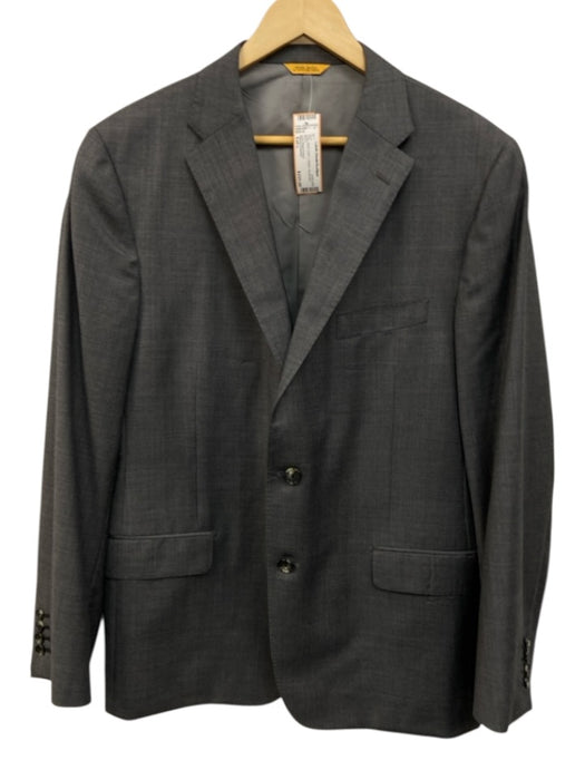 Hickey Freeman Gray Wool Solid 2 Button Men's Suit Gray / Est L