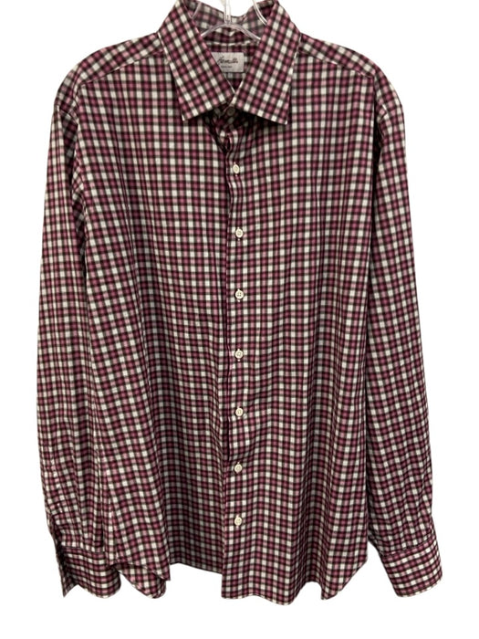 Hamilton Size L Pink & Multi Cotton Plaid Button Down Men's Long Sleeve Shirt Pink & Multi / L