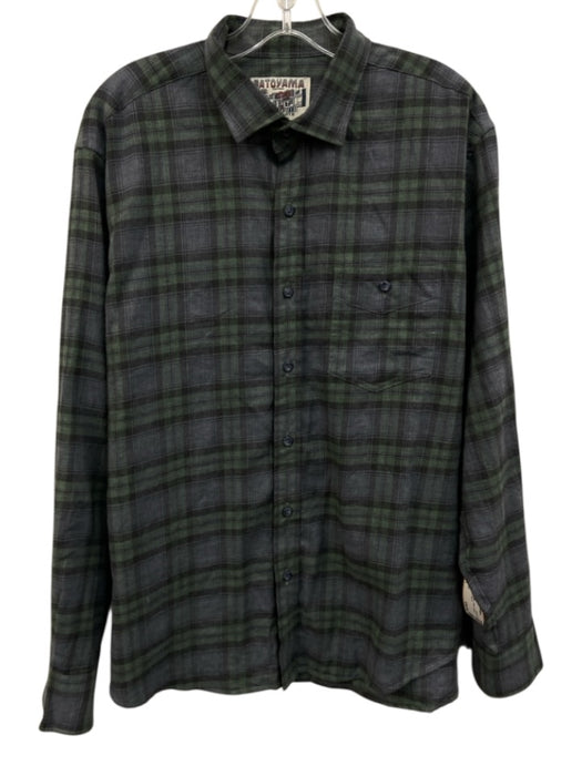 Proper Cloth Size Est L Green & Purple Cotton Plaid Men's Long Sleeve Shirt Green & Purple / Est L