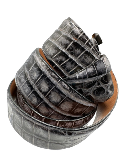 Martin Dingman Black & Gray Crocodile Solid Men's Belt Black & Gray