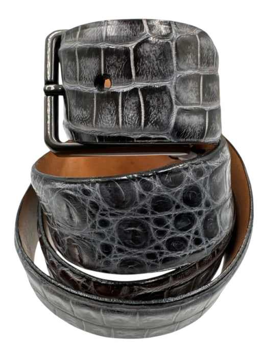 Martin Dingman Black & Gray Crocodile Solid Men's Belt Black & Gray