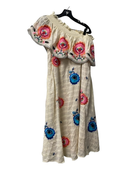 Plenty by Tracy Reese Size S Cream & Multi Cotton Floral One Shoulder Midi Dress Cream & Multi / S