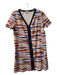 Tory Burch Size XL Orange, Navy, White Cotton V Neck Zip Front Abstract Dress Orange, Navy, White / XL