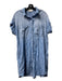 Cloth & Stone Size L Denim Blue Tencel Button Down Collared Short Sleeve Dress Denim Blue / L