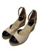 Tory Burch Shoe Size 9.5 Tan & black Canvas Buckle Ankle Closed Toe Wedge Shoes Tan & black / 9.5