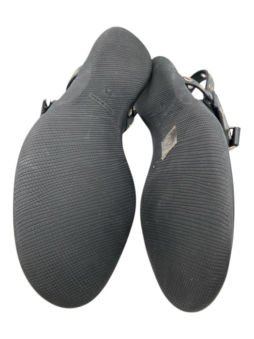 Tory Burch Shoe Size 8.5 Black Leather & Rubber Ankle Strap Grommet Sandals Black / 8.5