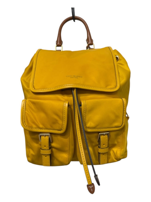 Tory Burch Mustard Yellow Nylon Magnetic  Flap Front Pockets Backpack Bag Mustard Yellow / M
