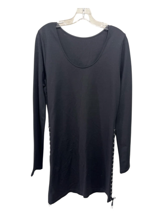 Alexander McQueen Size XL Black Viscose Blend Zip Close Long Sleeve Mini Dress Black / XL