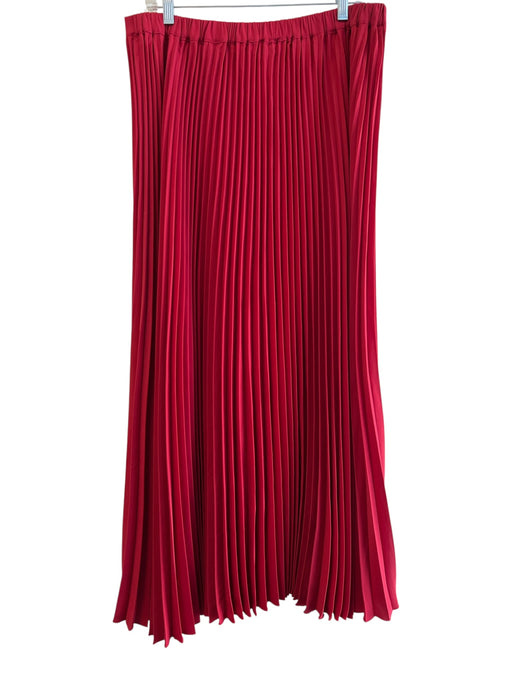 Maeve Size L Red Polyester Elastic Waist Button Detail Pleated Maxi Skirt Red / L
