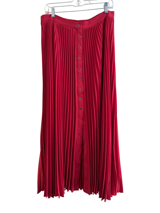 Maeve Size L Red Polyester Elastic Waist Button Detail Pleated Maxi Skirt Red / L