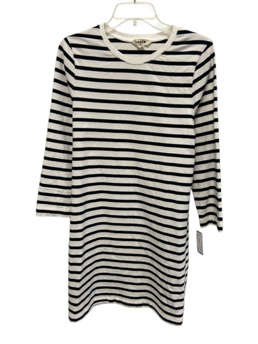 Boden Size 12 White & Black Cotton Striped 3/4 Sleeve Dress White & Black / 12