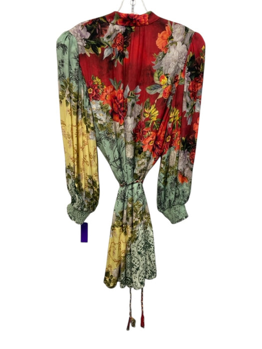 Alice + Olivia Size 14 Multi Viscose floral print Button Front Tie Belt Dress Multi / 14