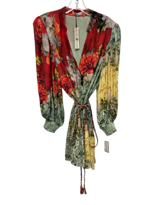 Alice + Olivia Size 14 Multi Viscose floral print Button Front Tie Belt Dress Multi / 14