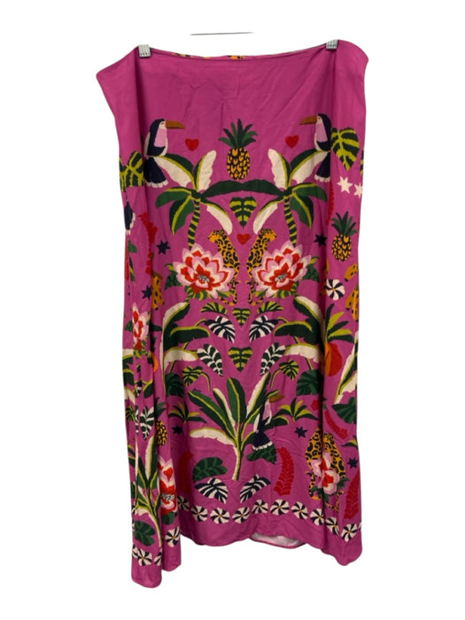 Farm Rio Size XL Pink & Multi Viscose Side Zip Tropical Print Skirt Pink & Multi / XL