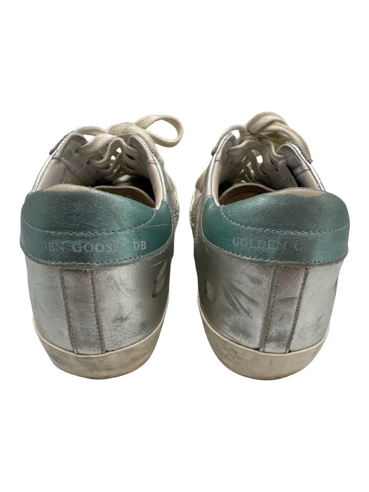 Golden Goose Shoe Size 39 Silver & Black Leather Metallic Low Top Sneakers Silver & Black / 39
