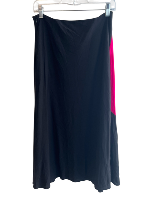 Tory Burch Size 12 Black & Pink Lined Side Zip Color Block Midi Skirt Black & Pink / 12