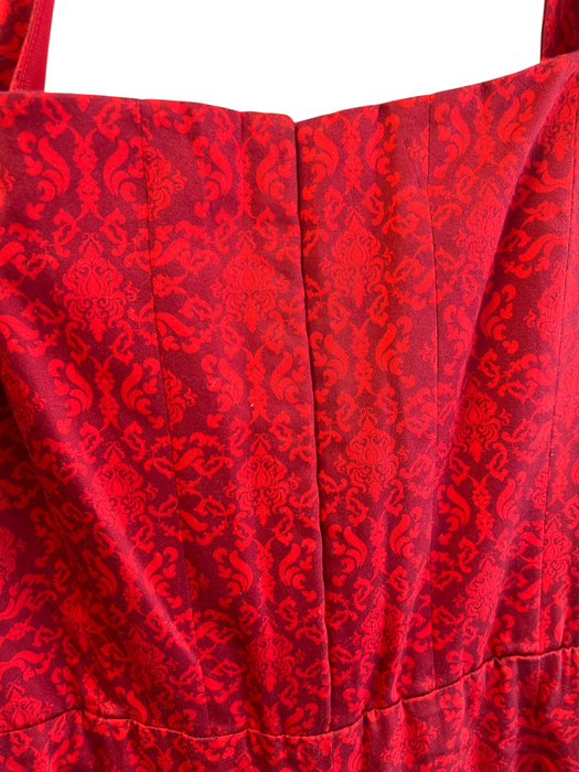 Alice & Olivia Size 14 Red Cotton All Over Print Halter Back Zip Jumpsuit Red / 14