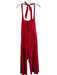 Alice & Olivia Size 14 Red Cotton All Over Print Halter Back Zip Jumpsuit Red / 14