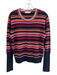 Tory Burch Size Large Black, Orange & Multi Print Wool Blend Striped Sweater Black, Orange & Multi Print / Large