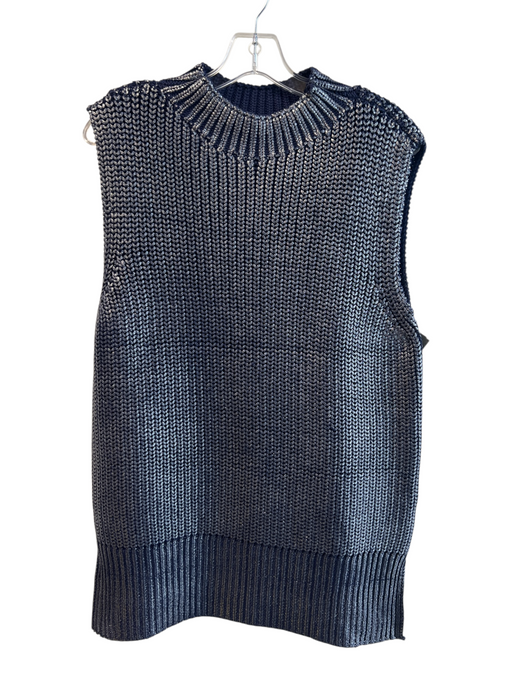 Anthology Size Large Navy Shimmer No Fabric Tag Mock Collar Metallic Knit Top Navy Shimmer / Large