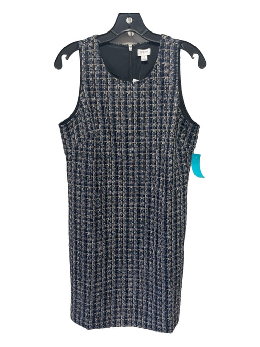 J Crew Size 6 Blue Black Beige Polyester Tweed Sleeveless Round Neck Dress Blue Black Beige / 6