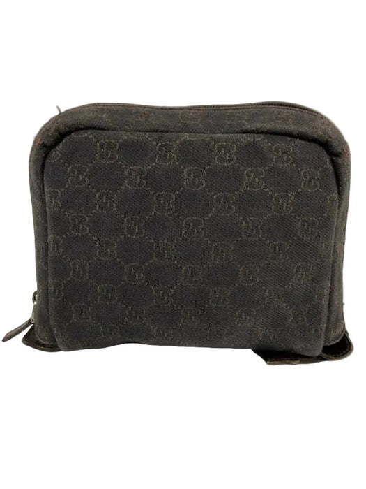 Gucci Dark Brown Cotton Canvas Guccissima Zip Top Two Handle Tote Bag