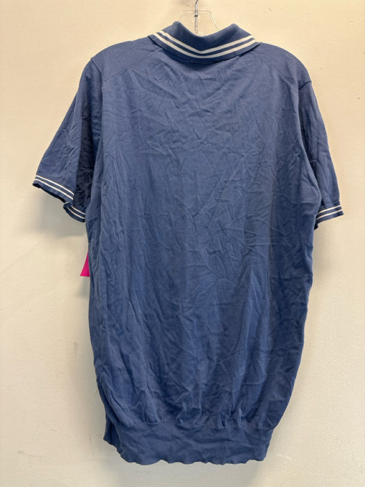 Brunello Cucinelli NWT Size 54 Blue Cotton Solid Knit Polo Men's Short Sleeve