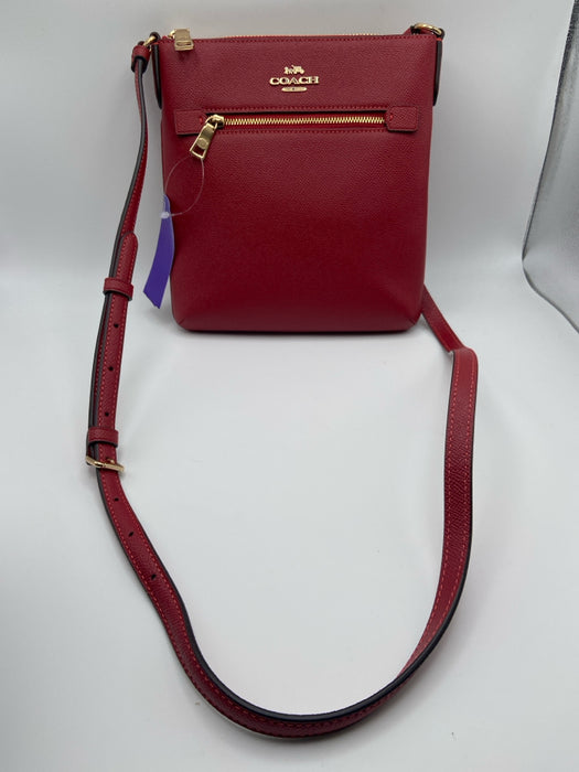 Coach Red Coated Leather Zip Close Crossbody Bag