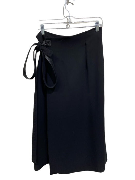 Vince Size 6 Black Polyester Wrap Skirt Slit Faux Leather Skirt Black / 6