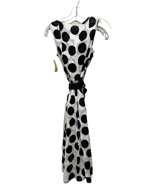 Akris Punto Size 6 Black & White Cotton Blend Polka Dots Belt Inc Midi Dress Black & White / 6