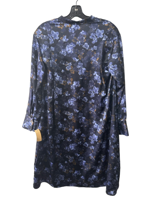 Vince Size XS Blue Polyester Floral V Neck Button Front Long Sleeve Dress Blue / XS