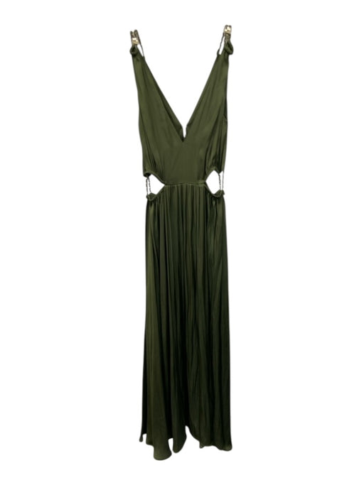 Maje Size 34 / S Olive Green Polyester Blend Sleeveless Braided Tie Detail Dress Olive Green / 34 / S