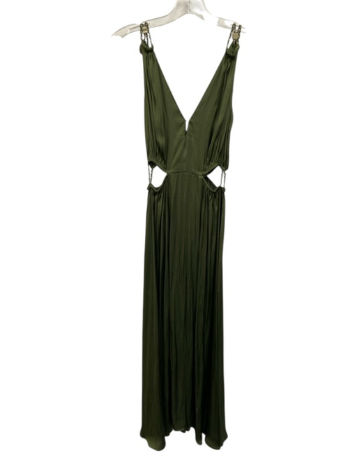 Maje Size 34 / S Olive Green Polyester Blend Sleeveless Braided Tie Detail Dress Olive Green / 34 / S