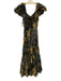 Free People Size S Black, Blue & Multi Cotton Blend Short Puff Sleeve Dress Black, Blue & Multi / S