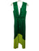 AMUR Size 0 Green Polyester Pleated Color Block Sleeveless V Neck Dress Green / 0