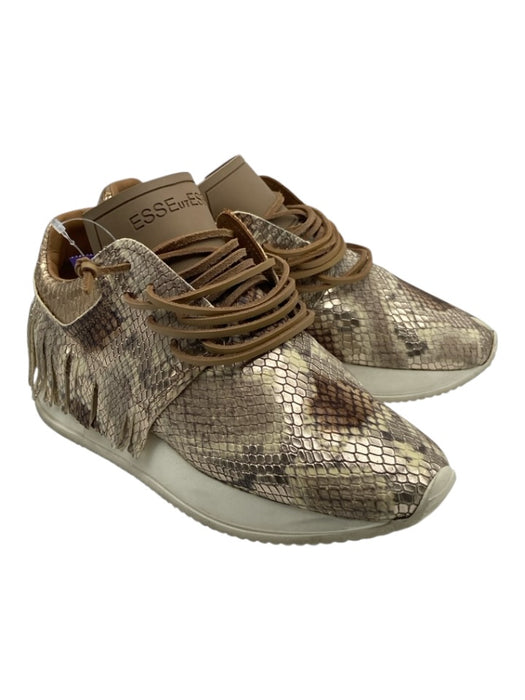 Esse Ut Esse Shoe Size 37 Taupe & White Leather Snakeskin Embossed Sneakers Taupe & White / 37