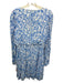 Sail To Sable Size S Blue & White Viscose & Rayon Split V Neck Long Sleeve Dress Blue & White / S