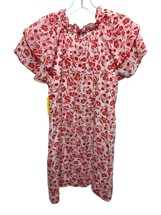 Olivia James the Label Size XS White & Red Cotton Floral Ruffle Cap Sleeve Dress White & Red / XS