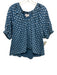 Never a Wallflower Size M Blue & White Cotton Blend Embroidered Print Top Blue & White / M