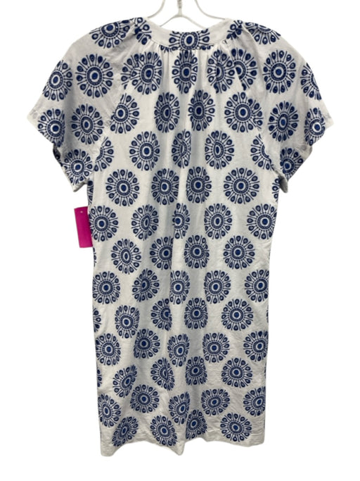 Willa Story Size Small Blue & White Cotton Short Sleeve Eyelet Embroidered Dress Blue & White / Small