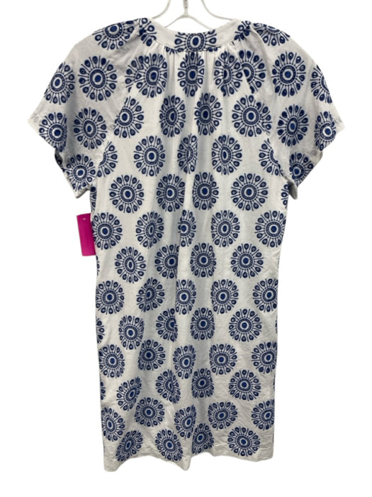 Willa Story Size Small Blue & White Cotton Short Sleeve Eyelet Embroidered Dress Blue & White / Small