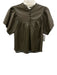 Melissa Nepton Size M Dark Gray Green PU Leather Short Wide Sleeve Baby Doll Top Dark Gray Green / M