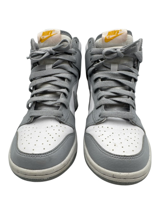 Nike Shoe Size 5 White & Grey Synthetic Lace Up Round Toe High Top Shoes White & Grey / 5