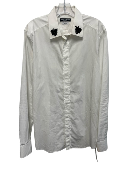 Dolce & Gabbana Size 16.5 White Cotton Solid Button Up Men's Long Sleeve Shirt White / 16.5