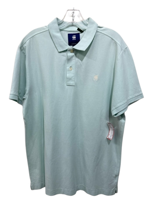 G Star Size XL Light blue Cotton Solid Polo Men's Short Sleeve Light blue / XL