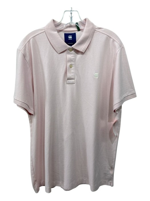 G Star Size XL Pink Cotton Solid Polo Men's Short Sleeve Pink / XL