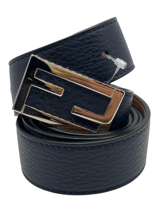 Fendi Navy Leather Solid Men's Belt Navy